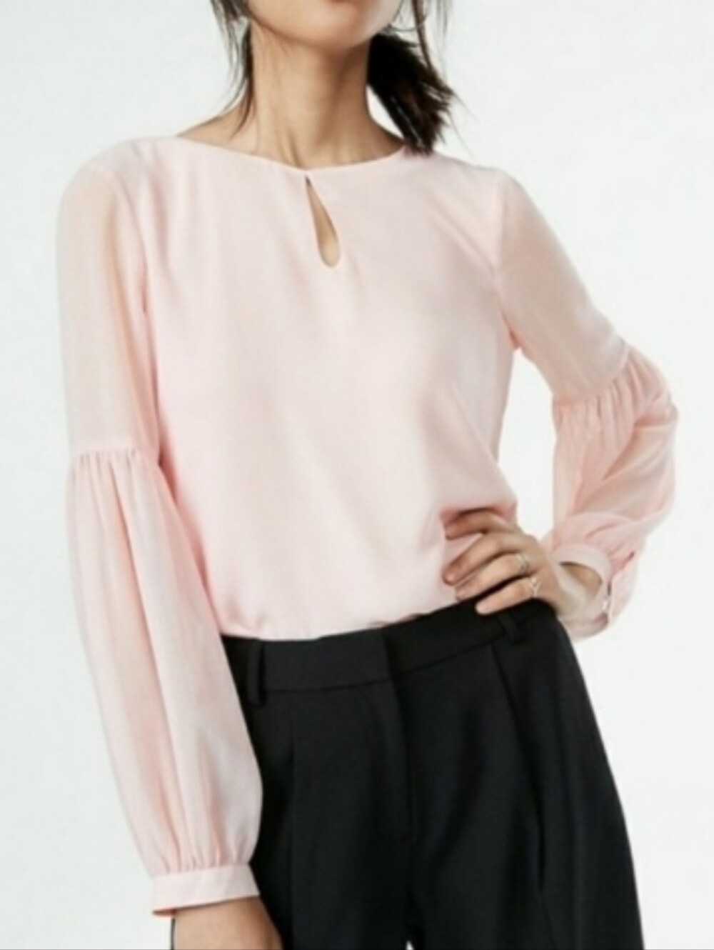EXPRESS Keyhole Bell Sleeve Blouse